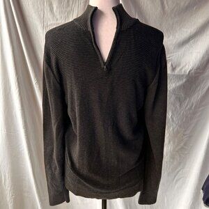 Alfani Slim Fit Ribbed Half-Zip Sweater | Mens Medium | Charcoal Gray